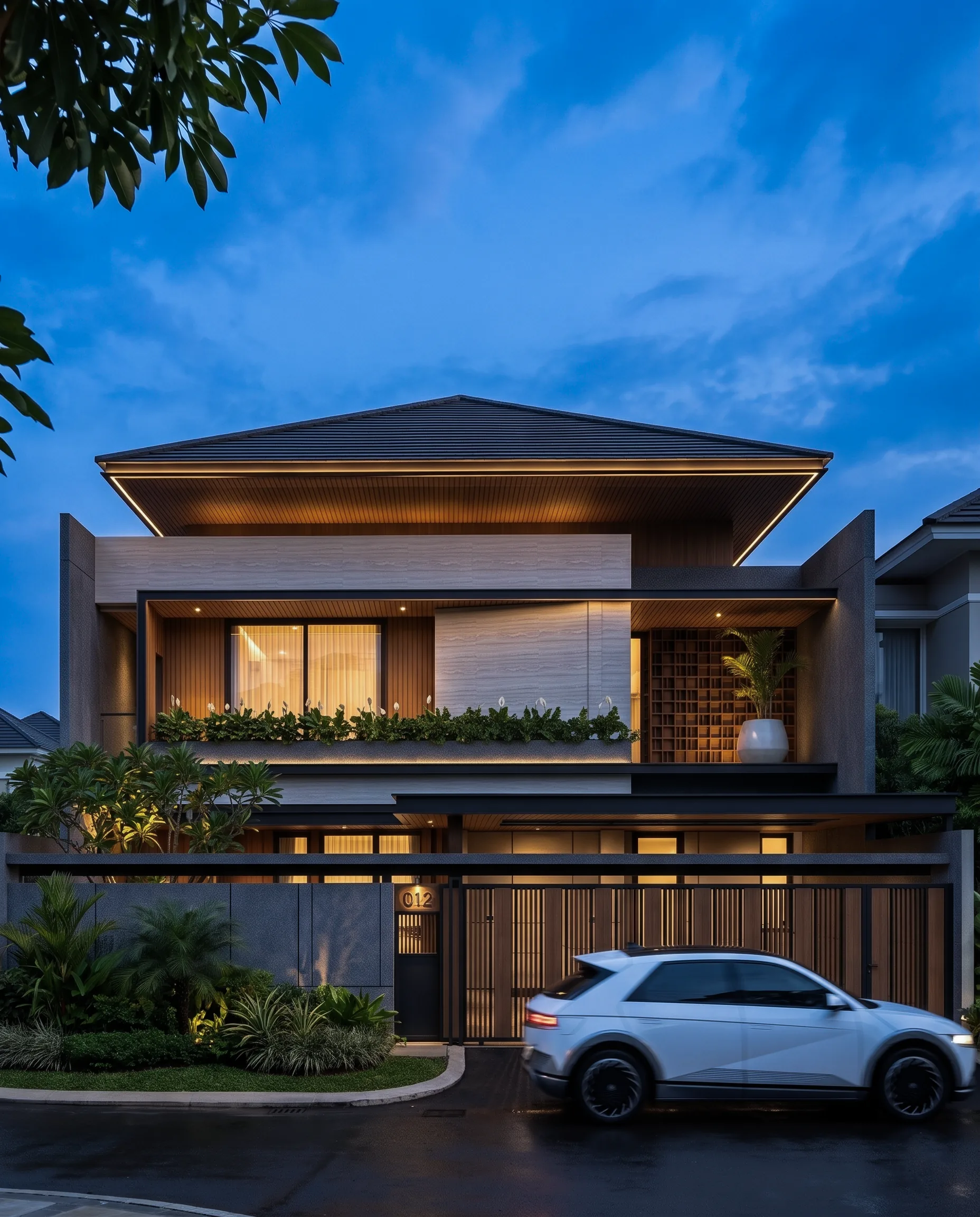 TJ House blue hour exterior